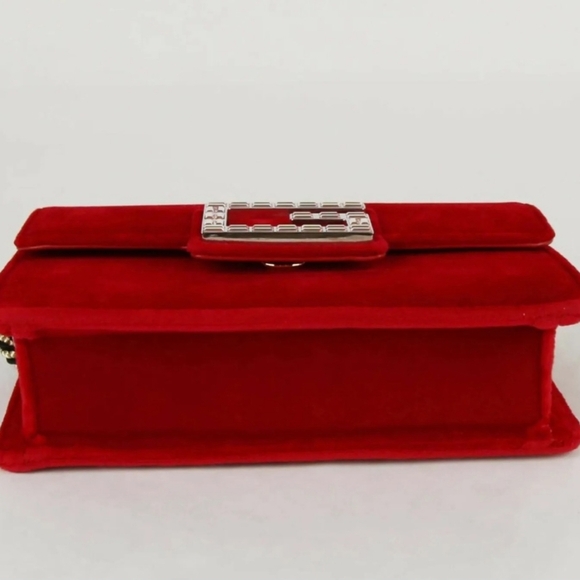 GUCCI Broadway Red Velvet and Leather Crystal Bag, New - Picture 6 of 10